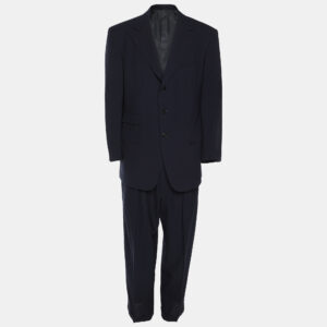 Ralph Lauren Navy Blue Wool Blend Single Breasted Blazer & Straight Leg Pant Set L
