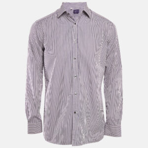 Ralph Lauren Purple Striped Cotton Full Sleeve Shirt L