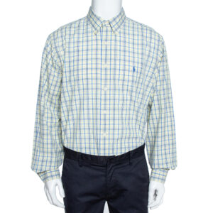 Ralph Lauren Pale Yellow Checked Cotton Button Down Shirt 3XL