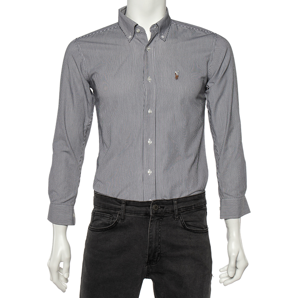 luxury-men-ralph-lauren-used-clothes-p519032-007-1 Ralph Lauren Monochrome Striped Cotton Classic Fit Shirt S