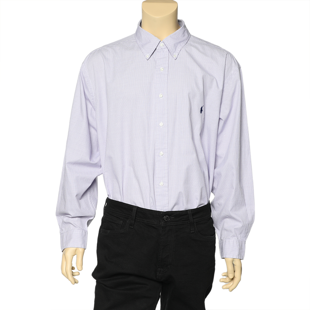 luxury-men-ralph-lauren-used-clothes-p603055-005-2 Ralph Lauren Purple Checkered Cotton Button Front Shirt 3XB