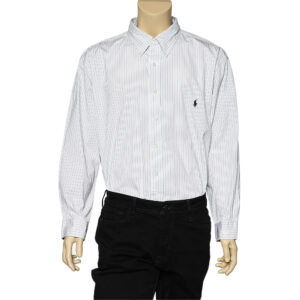 Ralph Lauren White Striped Cotton Button Front Shirt 3XB