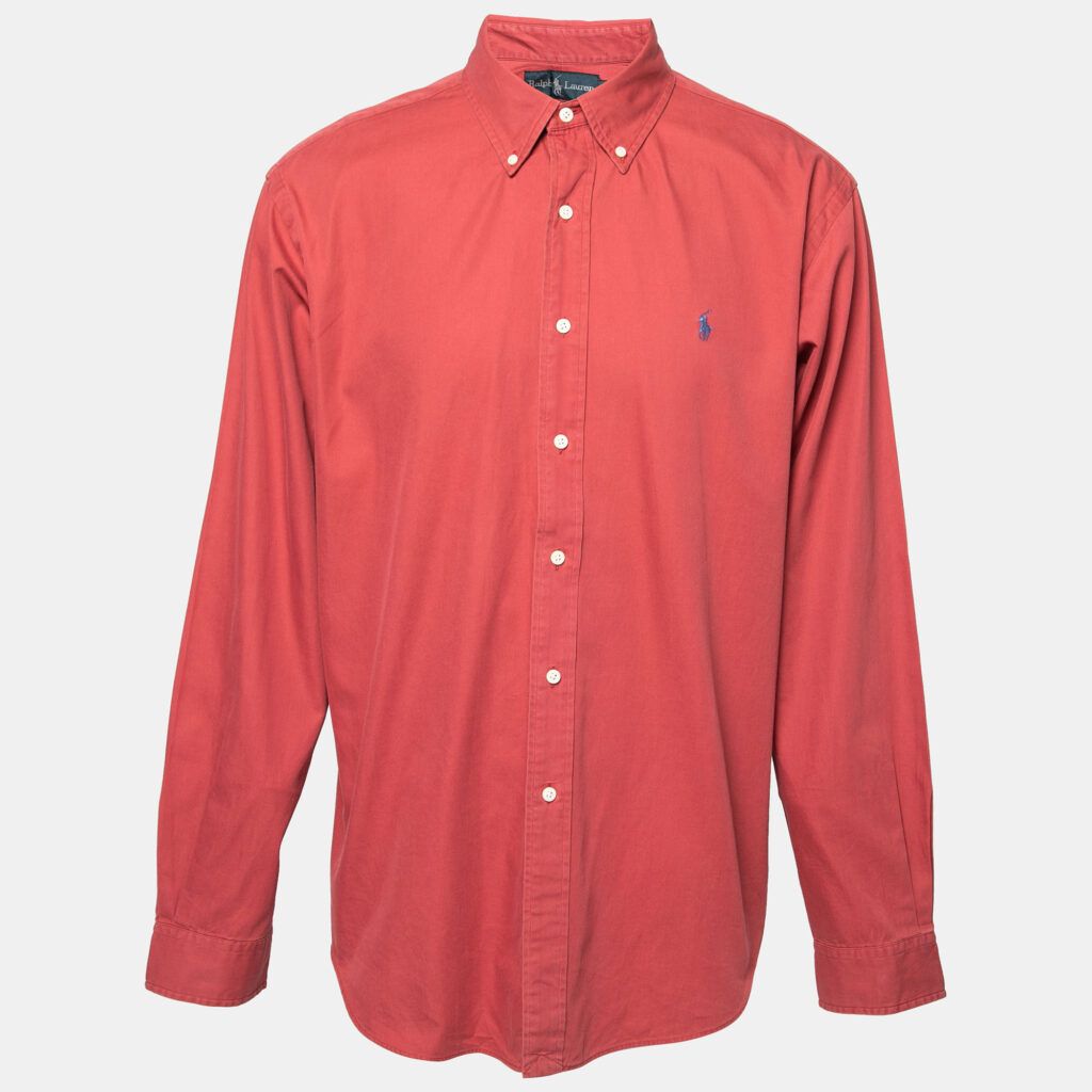 luxury-men-ralph-lauren-used-clothes-p656128-001-1 Ralph Lauren Red Cotton Button Front Classic Fit Shirt XL