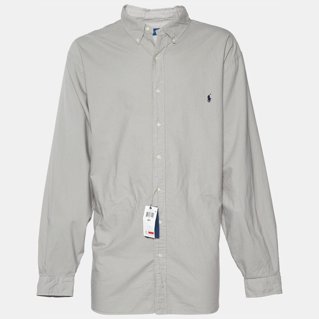 luxury-men-ralph-lauren-used-clothes-p755690-005 Ralph Lauren Chalk Grey Cotton Button Front Shirt 3XL