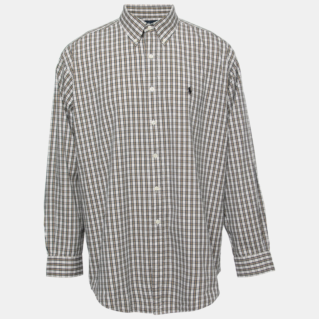 luxury-men-ralph-lauren-used-clothes-p776163-002 Ralph Lauren White/Yellow Checked Cotton Button Down Blake Shirt XL