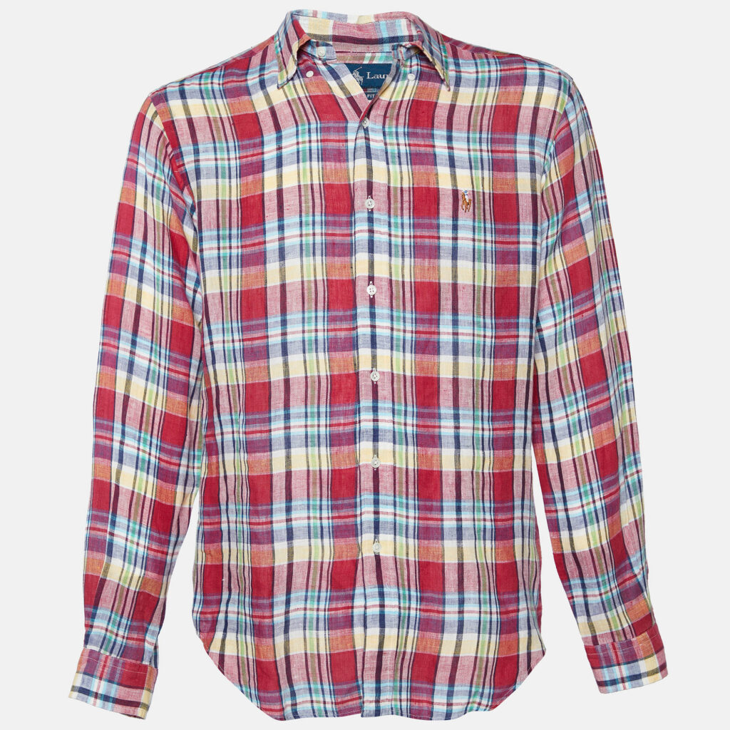 luxury-men-ralph-lauren-used-clothes-p806211-006 Ralph Lauren Red Checkered Linen Classic Fit Shirt M