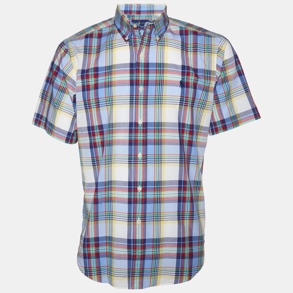 luxury-men-ralph-lauren-used-clothes-p826207-001 Ralph Lauren Muliticolor Cotton Checkered Half Sleeve Shirt M
