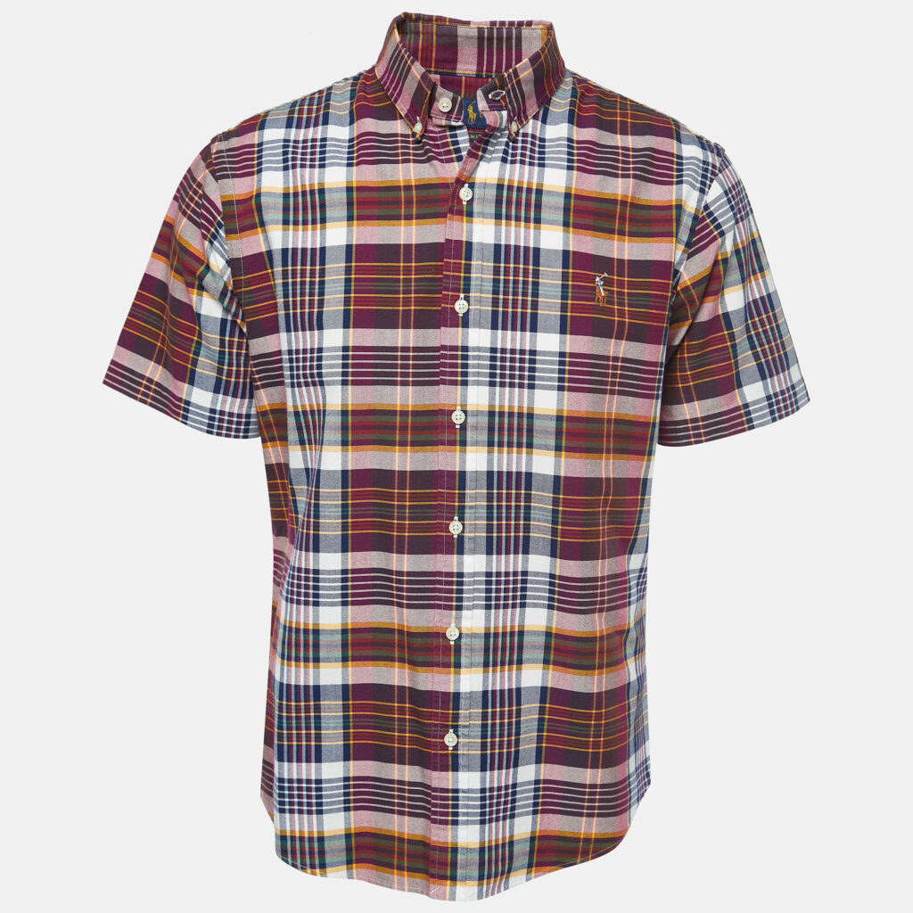 luxury-men-ralph-lauren-used-clothes-p838285-001 Ralph Lauren Multicolor Plaid Cotton Button Down Half Sleeve Shirt L