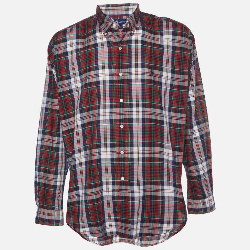 luxury-men-ralph-lauren-used-clothes-p839139-004 Ralph Lauren Red Checked Cotton Button Down Blaire Shirt XL