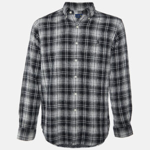 Ralph Lauren Monochrome Plaid Check Cotton Button Down Shirt L