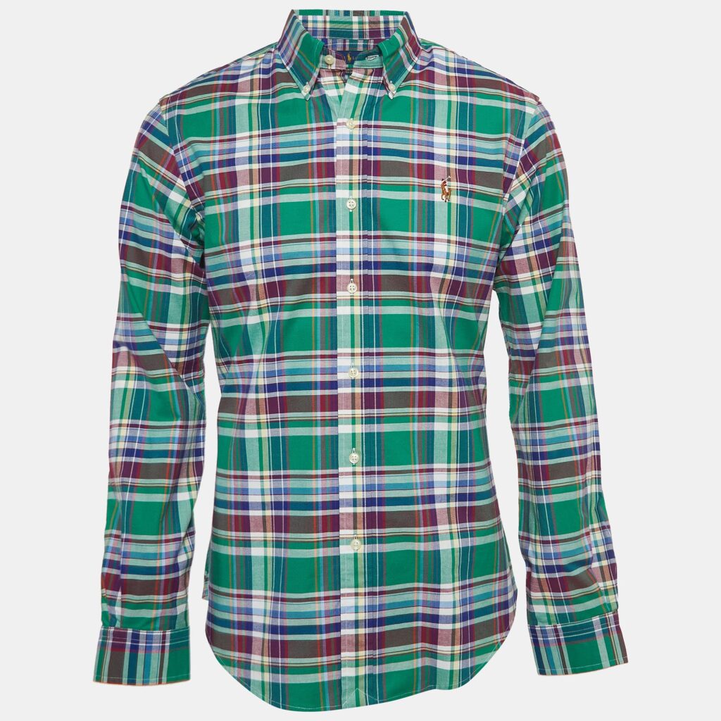 luxury-men-ralph-lauren-used-clothes-p969022-003 Ralph Lauren Green Tartan Checked Cotton Slim Fit M