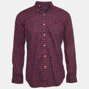 Ralph Lauren Red Plaid Cotton Button Down Collar Shirt S