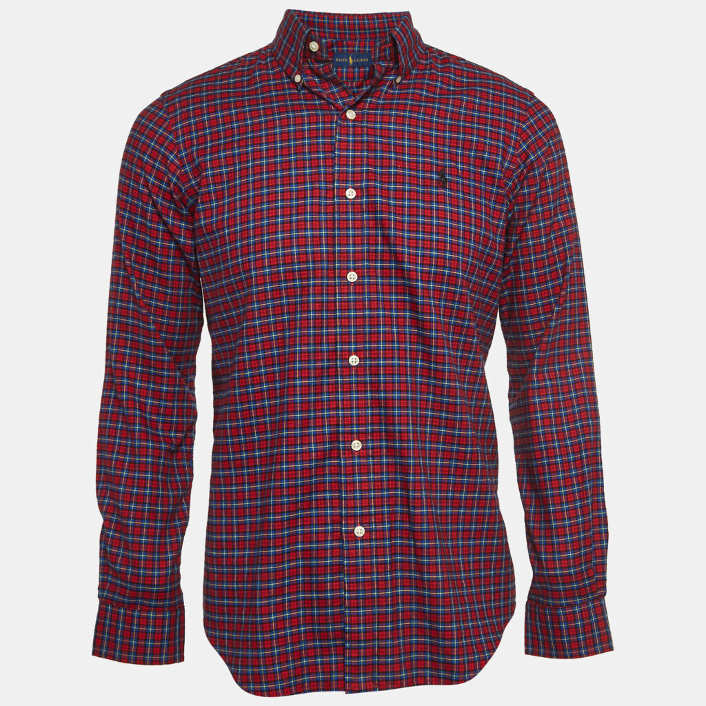 luxury-men-ralph-lauren-used-clothes-p969032-004 Ralph Lauren Red Plaid Cotton Button Down Collar Shirt S