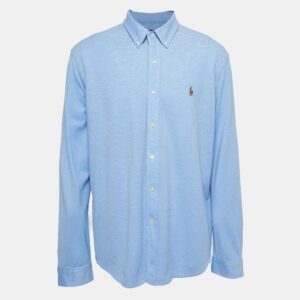 Ralph Lauren Blue Knit Oxford Buttoned Shirt XXL