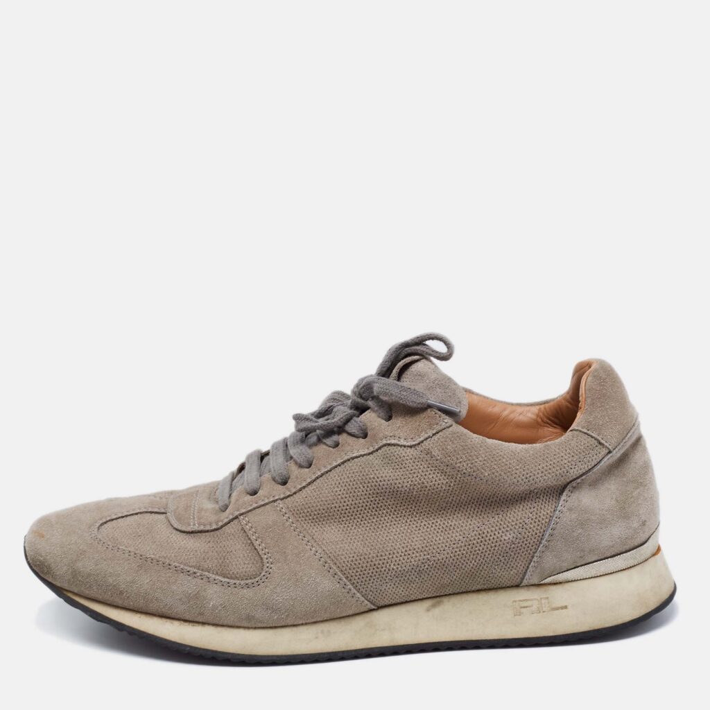 luxury-men-ralph-lauren-used-shoes-p670888-003 Ralph Lauren Grey Suede and Mesh Low-Top Sneakers Size 42