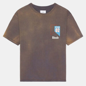 Rhude Vintage Grey Cotton Off Road Print Crew Neck Raceway T-Shirt M
