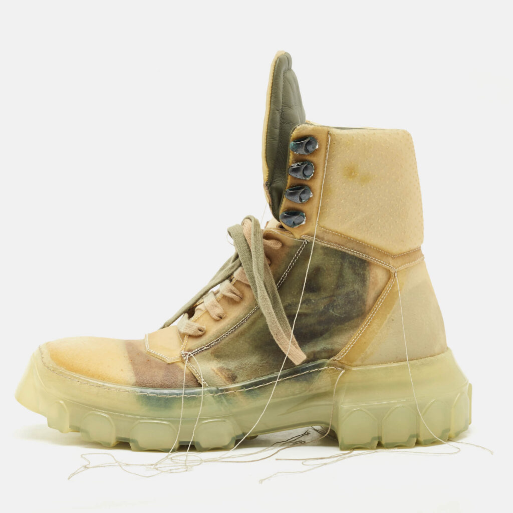 luxury-men-rick-owens-used-shoes-p1168339-003 Rick Owens Green Rubber Tractor Dunk Boots Size 41