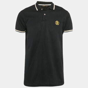 Roberto Cavalli Black Cotton Pique Polo T-Shirt L