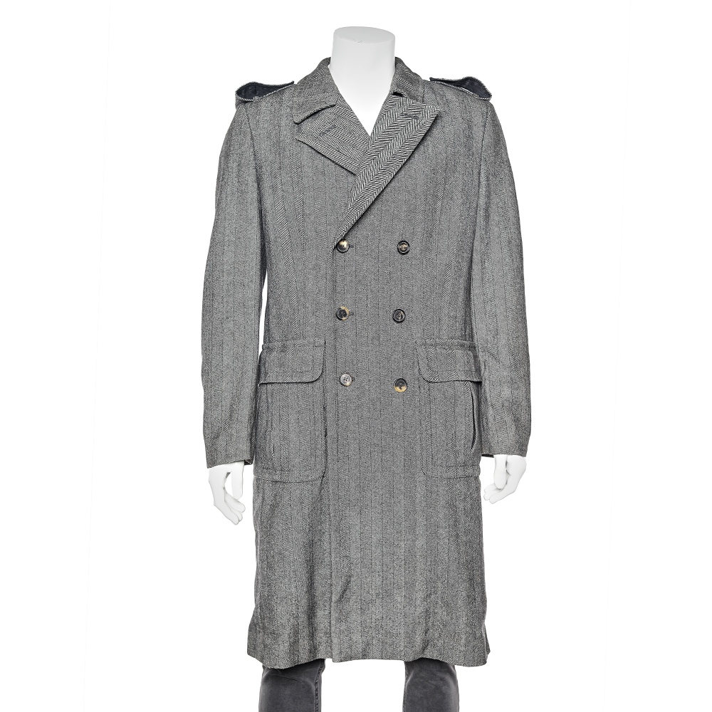luxury-men-roberto-cavalli-used-clothes-p571645-006-2 Roberto Cavalli Grey Wool Herringbone Double Breasted Coat XL