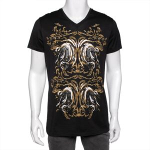 Roberto Cavalli Black Printed Cotton Short Sleeve Oversized T-Shirt M