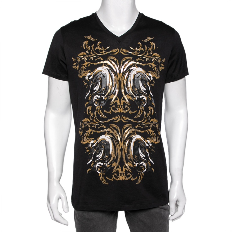 luxury-men-roberto-cavalli-used-clothes-p584825-1643460479-001 Roberto Cavalli Black Printed Cotton Short Sleeve Oversized T-Shirt M