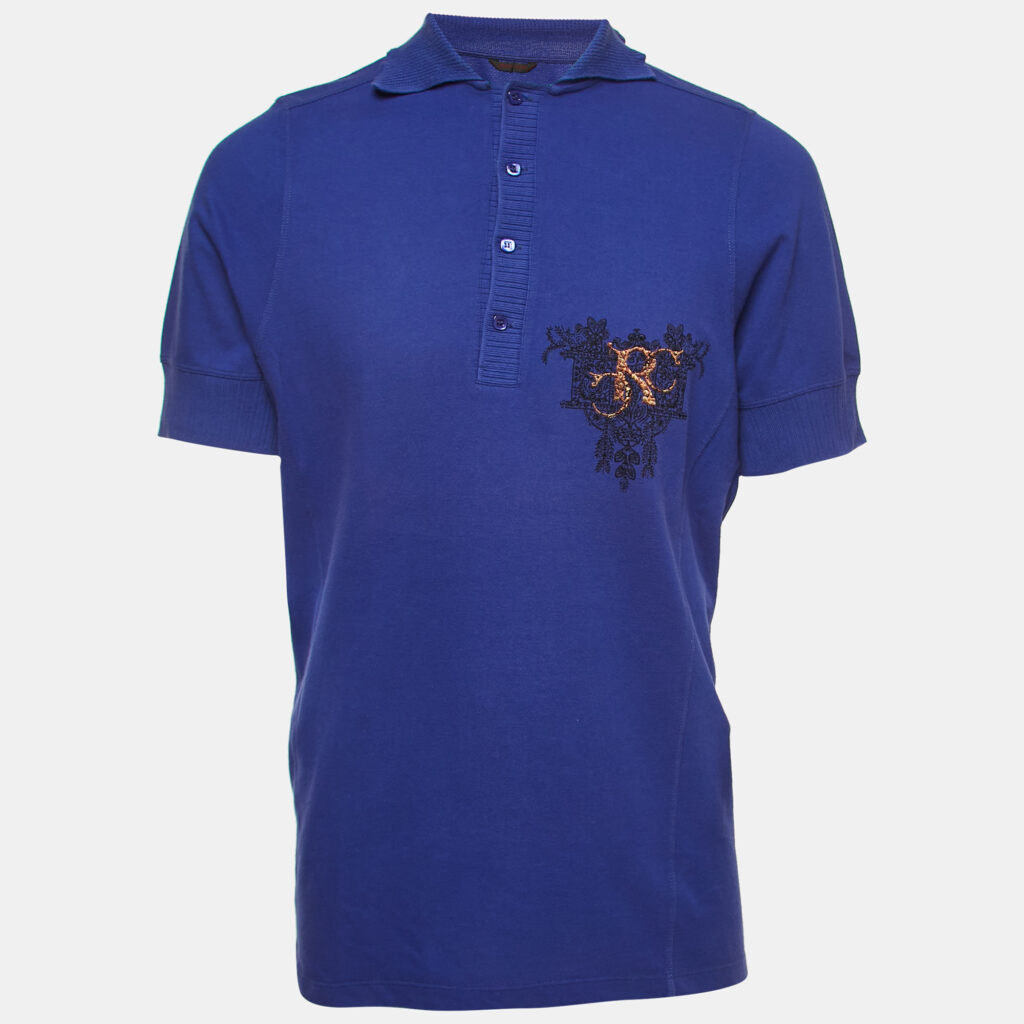 luxury-men-roberto-cavalli-used-clothes-p888593-003 Roberto Cavalli Purple Logo Embroidered Cotton Polo T-Shirt XXXL