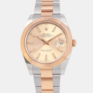 Rolex Sundust 18k Rose Gold Stainless Steel Datejust 126301 Automatic Men's Wristwatch 41 mm
