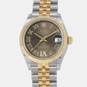 Rolex Dark Grey 18k Yellow Gold Stainless Steel Datejust Automatic Men's Wristwatch 31 mm