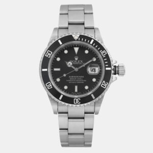 Rolex Black Stainless Steel Submariner 16610 Automatic Men's Wristwatch 40mm