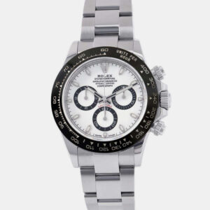 Rolex White Stainless Steel Cosmograph Daytona Automatic Men's Wristwatch 40 mm