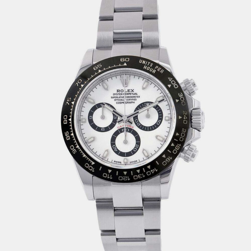 luxury-men-rolex-used-watches-p1111102-011 Rolex White Stainless Steel Cosmograph Daytona 126500LN Automatic Men's Wristwatch 40 mm