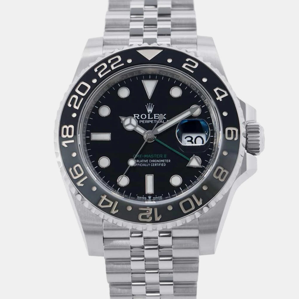 luxury-men-rolex-used-watches-p1111108-007 Rolex Black Stainless Steel GMT Master II 126710GRNR Automatic Men's Wristwatch 40 mm