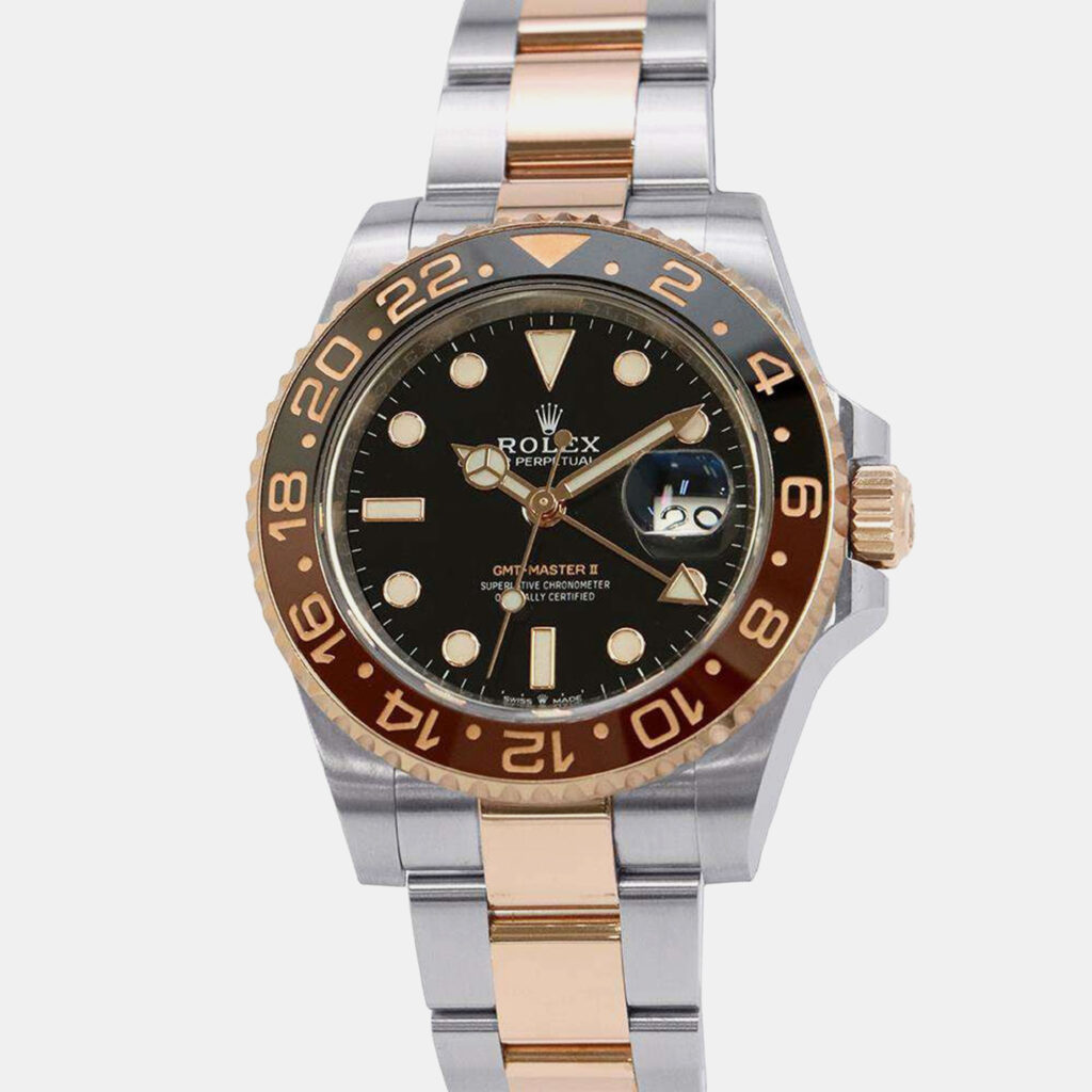 luxury-men-rolex-used-watches-p1111109-022 Rolex Black 18k Rose Gold Stainless Steel GMT-Master II 126711CHNR Automatic Men's Wristwatch 40 mm