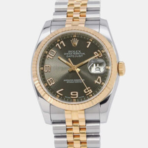 rolex black 18k rose gold stainless steel datejust 116231 automatic men's wristwatch 36 mm