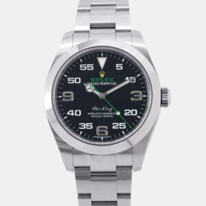 Rolex Black Stainless Steel Air-King 116900 Automatic Men's Wristwatch 40 mm