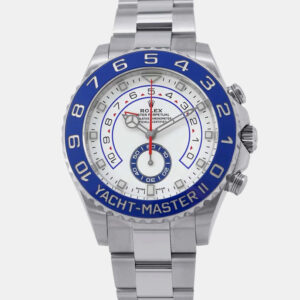 Rolex White Stainless Steel Yacht-Master II 116680 Automatic Men's Wristwatch 44 mm