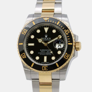 Rolex Black 18k Yellow Gold Stainless Steel Submariner 116613LN Automatic Men's Wristwatch 40 mm