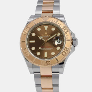 Rolex Brown 18k Rose Gold Stainless Steel Yacht-Master 116621 Automatic Men's Wristwatch 40 mm