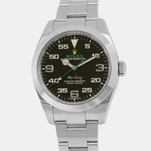 Rolex Black Stainless Steel Air-King 116900 Automatic Men's Wristwatch 40 mm