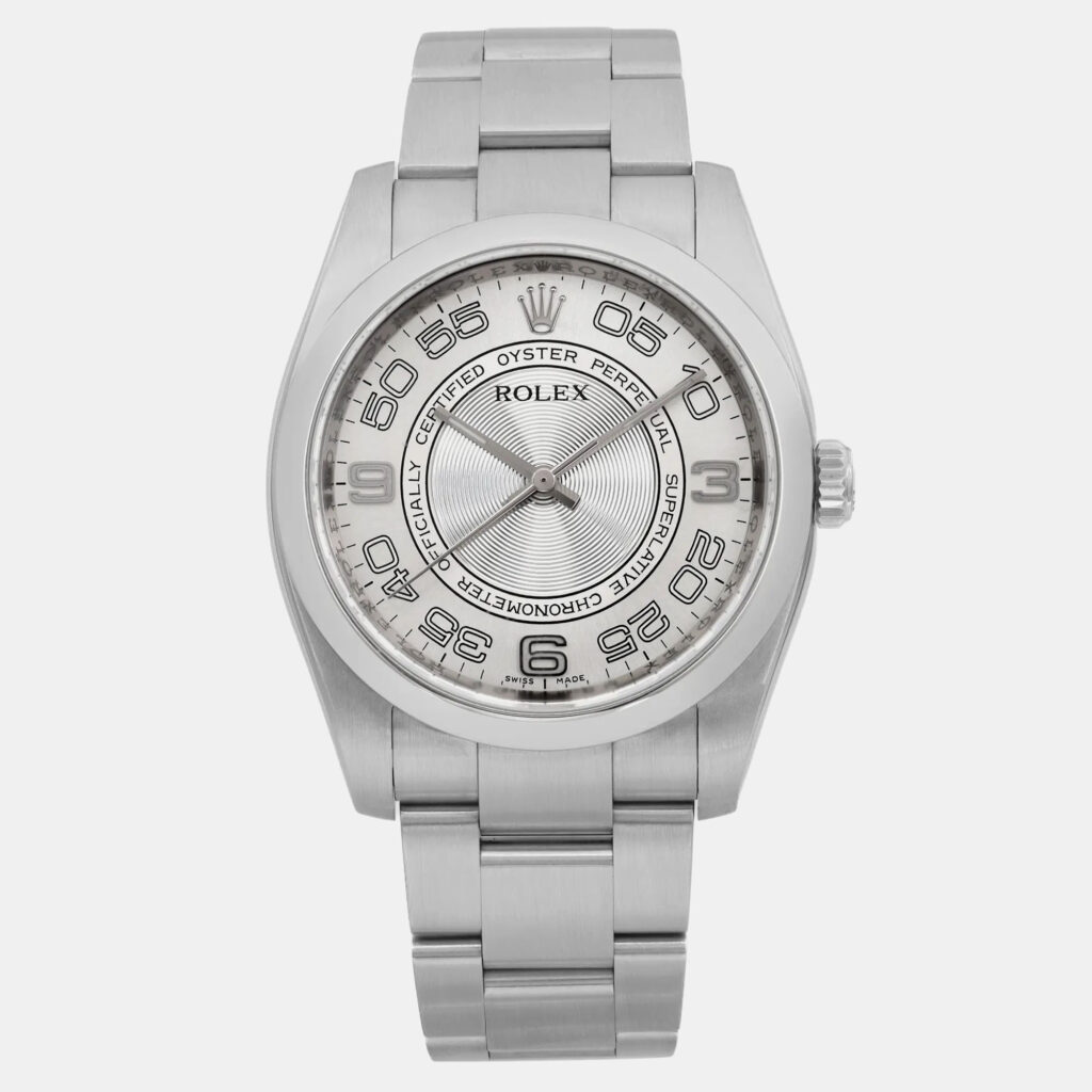 luxury-men-rolex-used-watches-p1160606-006 Rolex Silver Stainless Steel Oyster Perpetual 116000 Automatic Men's Wristwatch 36 mm