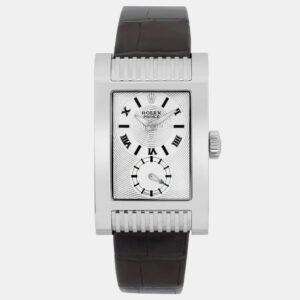 Rolex Silver 18K White Gold Cellini Prince 5441 Automatic Men's Wristwatch 27 mm