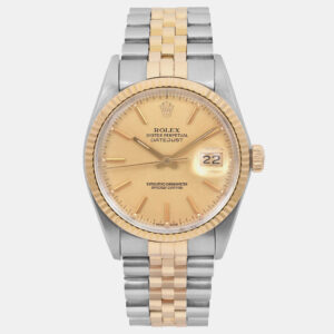 Rolex Champagne 18K Yellow Gold Stainless Steel Datejust 16013 Automatic Men's Wristwatch 36 mm