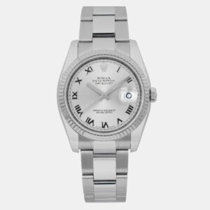 Rolex Silver Stainless Steel Datejust 116234 Automatic Men's Wristwatch 36 mm