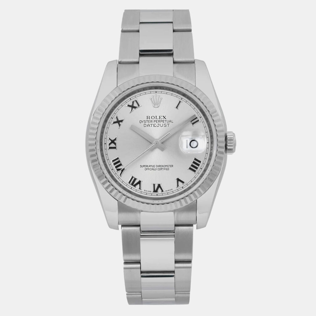 luxury-men-rolex-used-watches-p1160694-001 Rolex Silver Stainless Steel Datejust 116234 Automatic Men's Wristwatch 36 mm