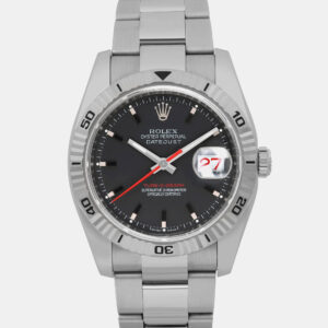 Rolex Black Stainless Steel Datejust Turn-O-Graph 116264 Automatic Men's Wristwatch 36 mm