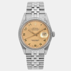 Rolex Champagne Stainless Steel Datejust 16030 Automatic Men's Wristwatch 36mm