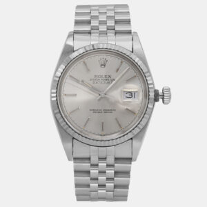 Rolex Silver Stainless Steel Datejust 16014 Automatic Men's Wristwatch 36 mm