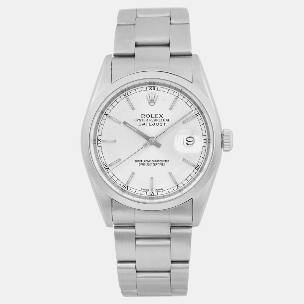 luxury-men-rolex-used-watches-p1160736-005 Rolex Silver Stainless Steel Datejust 16200 Automatic Men's Wristwatch 36 mm