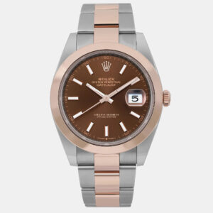 Rolex Chocolate 18K Rose Gold Stainless Steel Datejust 126301 Automatic Men's Wristwatch 41mm