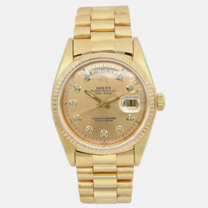 Rolex Champagne Diamond 18K Yellow Gold Day-Date 1803 Automatic Men's Wristwatch 36mm